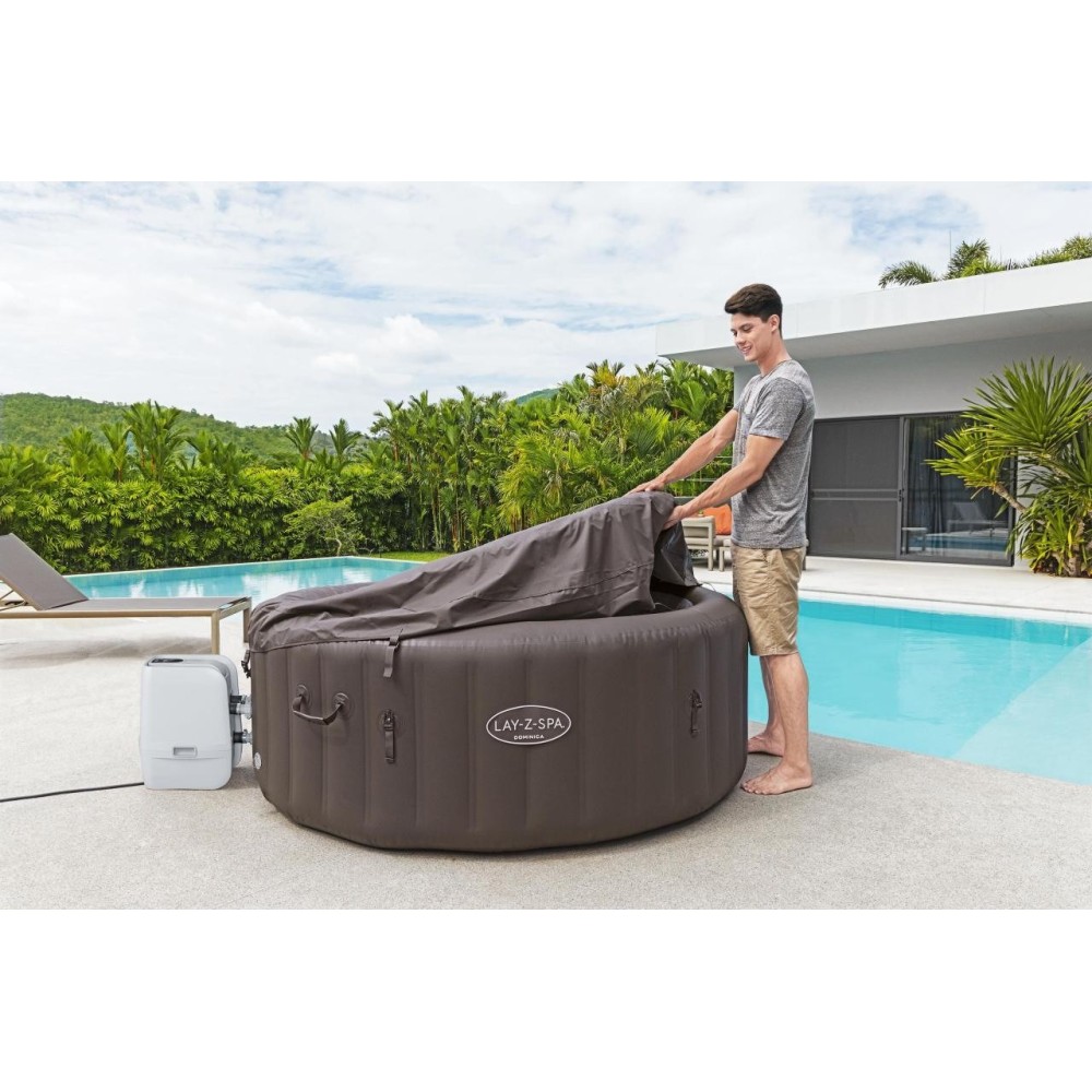 BESTWAY 6001S Vírivka Lay-Z-Spa Dominica SMART HydroJet Jacuzzi s WIFI aplikáciou, priemer 196cm + 4 Vankúše