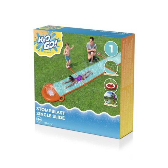 BESTWAY Vodná Šmýkačka so striekajúcou vodou H2OGO StompBlast 488 cm + 2 Fontánky