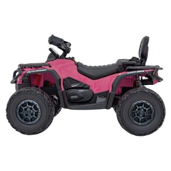 JOKO Elektrická Štvorkolka Can Am Outlander ATV 4x4, 4x200W penové kolesá, kožené sedadlo, nosnosť 50kg, ružová