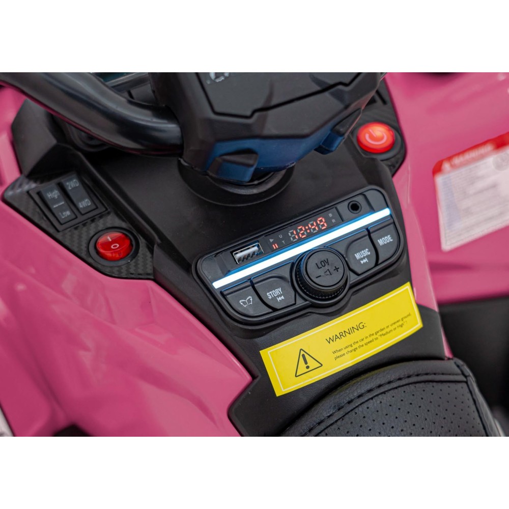 JOKO Elektrická Štvorkolka Can Am Outlander ATV 4x4, 4x200W penové kolesá, kožené sedadlo, nosnosť 50kg, ružová