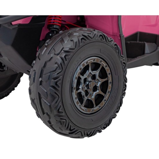 JOKO Elektrická Štvorkolka Can Am Outlander ATV 4x4, 4x200W penové kolesá, kožené sedadlo, nosnosť 50kg, ružová