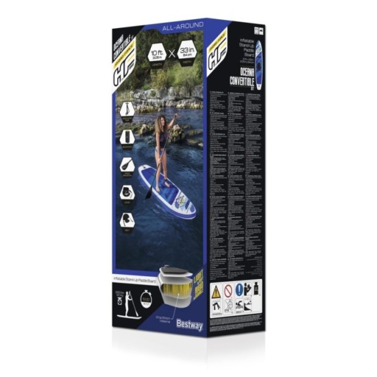 Bestway 65350 Nafukovacia doska Stand up paddleboard + veslo + sedadlo + pumpa 305cm, modro biely