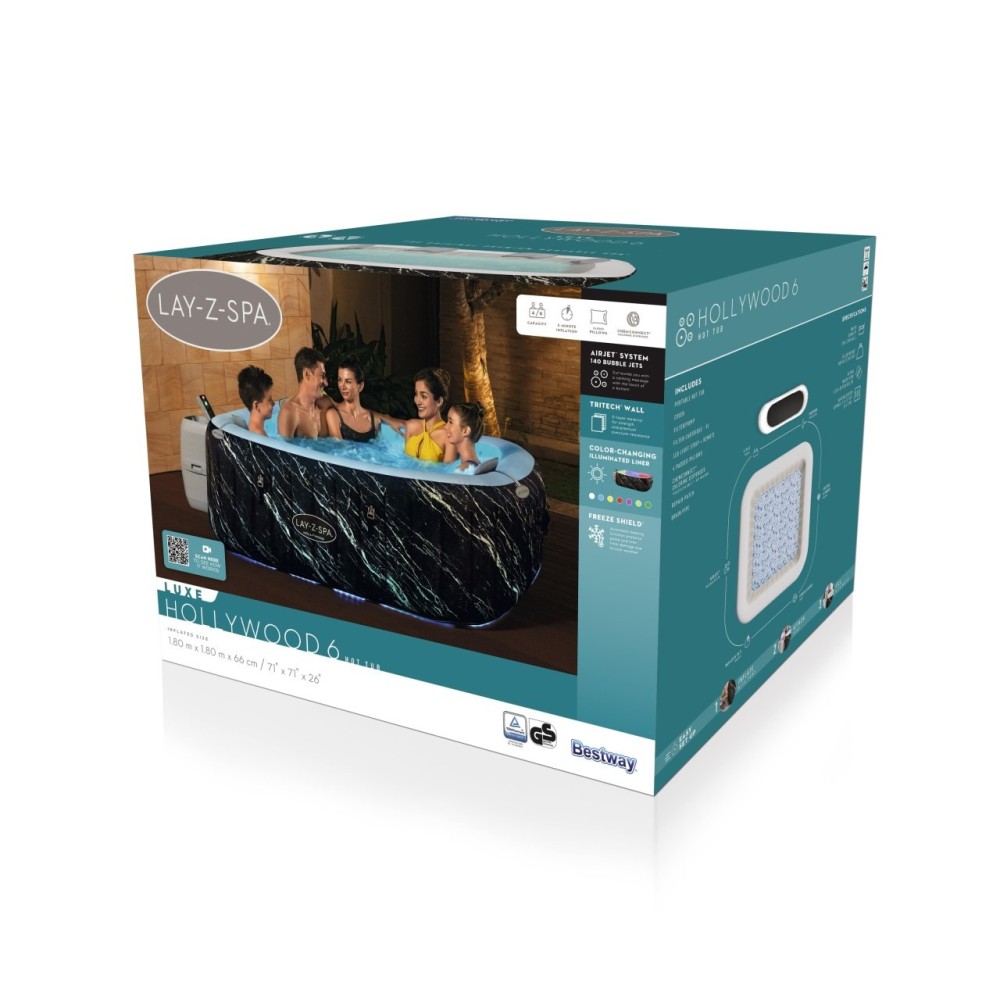 Bestway 6001F Vírivka Lay-Z-Spa Jacuzzi Hollywood LUXE Air Jet pre 6 osôb, 180cm x 180cm