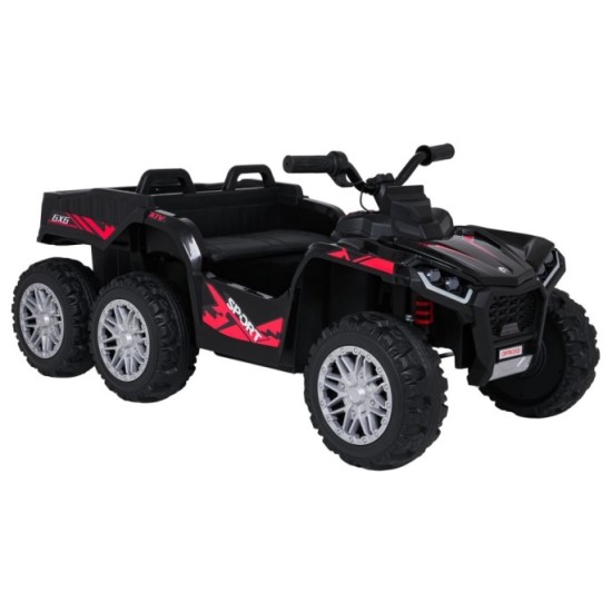 JOKO Elektrická Štvorkolka TX ATV 4x4, 6 kolesové, penové kolesá, kožené sedadlo, Lopatka, nosnosť 40kg, čierne