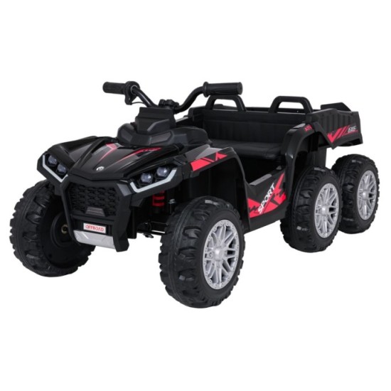 JOKO Elektrická Štvorkolka TX ATV 4x4, 6 kolesové, penové kolesá, kožené sedadlo, Lopatka, nosnosť 40kg, čierne