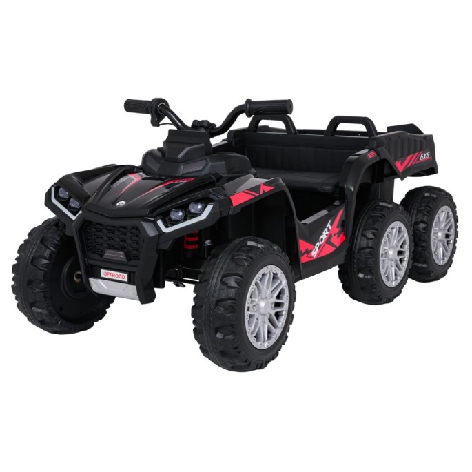 JOKO Elektrická Štvorkolka TX ATV 4x4, 6 kolesové, penové kolesá, kožené sedadlo, Lopatka, nosnosť 40kg, čierne