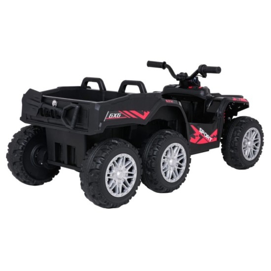 JOKO Elektrická Štvorkolka TX ATV 4x4, 6 kolesové, penové kolesá, kožené sedadlo, Lopatka, nosnosť 40kg, čierne