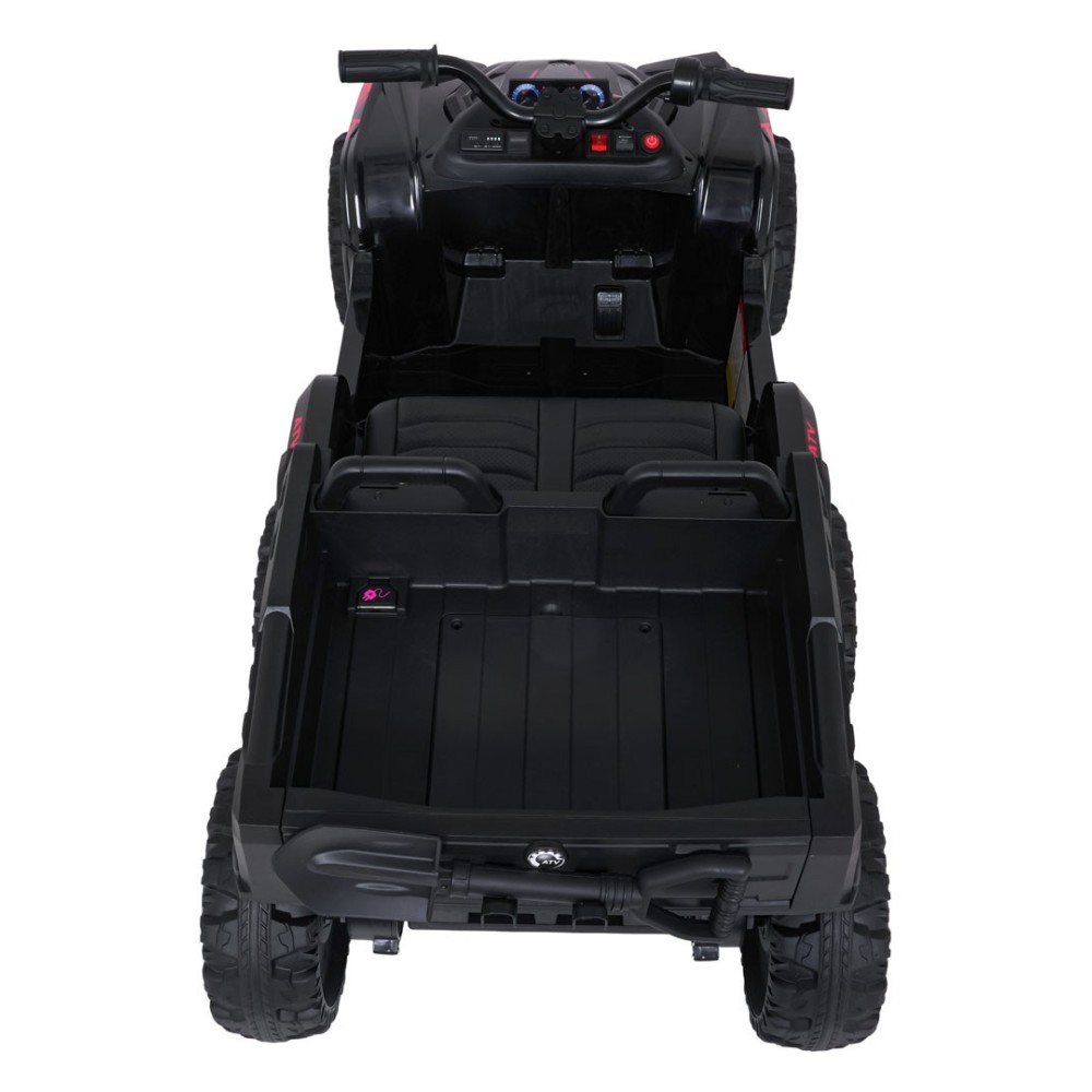 JOKO Elektrická Štvorkolka TX ATV 4x4, 6 kolesové, penové kolesá, kožené sedadlo, Lopatka, nosnosť 40kg, čierne