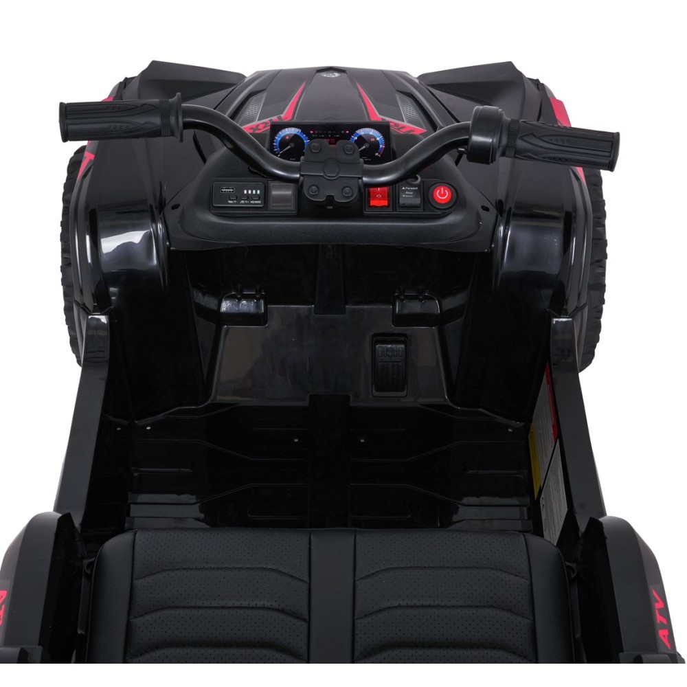 JOKO Elektrická Štvorkolka TX ATV 4x4, 6 kolesové, penové kolesá, kožené sedadlo, Lopatka, nosnosť 40kg, čierne