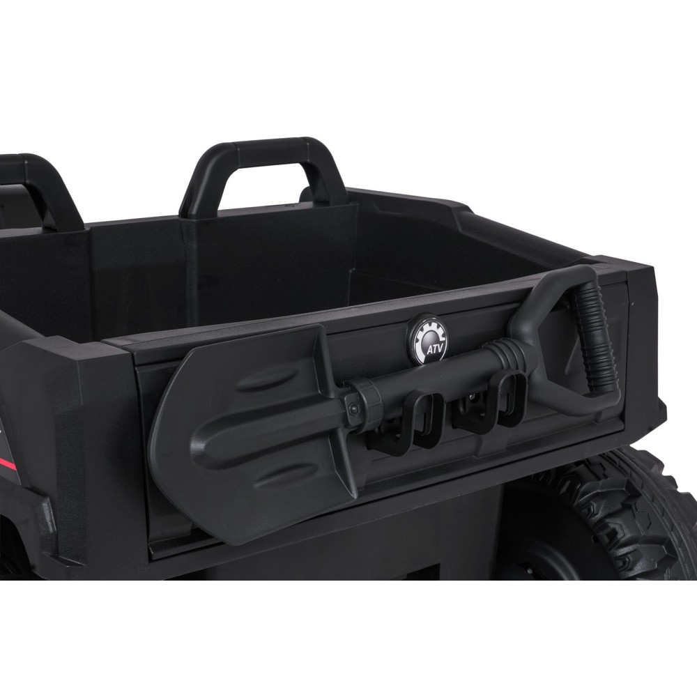 JOKO Elektrická Štvorkolka TX ATV 4x4, 6 kolesové, penové kolesá, kožené sedadlo, Lopatka, nosnosť 40kg, čierne