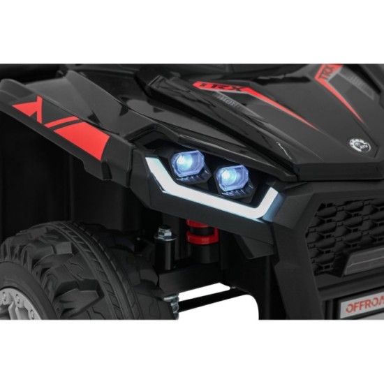JOKO Elektrická Štvorkolka TX ATV 4x4, 6 kolesové, penové kolesá, kožené sedadlo, Lopatka, nosnosť 40kg, čierne