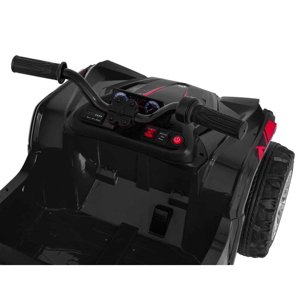 JOKO Elektrická Štvorkolka TX ATV 4x4, 6 kolesové, penové kolesá, kožené sedadlo, Lopatka, nosnosť 40kg, čierne