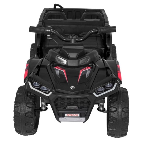 JOKO Elektrická Štvorkolka TX ATV 4x4, 6 kolesové, penové kolesá, kožené sedadlo, Lopatka, nosnosť 40kg, čierne