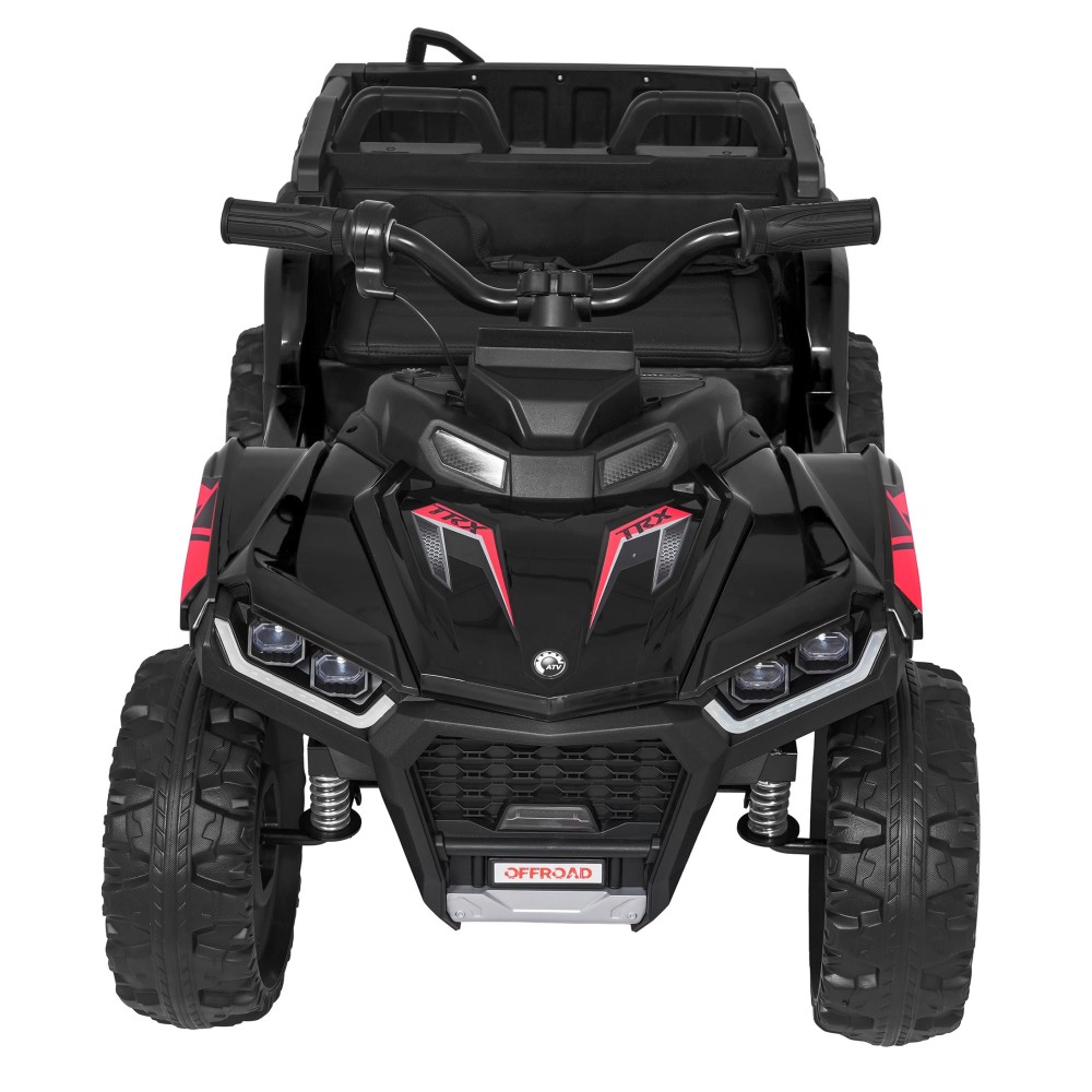 JOKO Elektrická Štvorkolka TX ATV 4x4, 6 kolesové, penové kolesá, kožené sedadlo, Lopatka, nosnosť 40kg, čierne