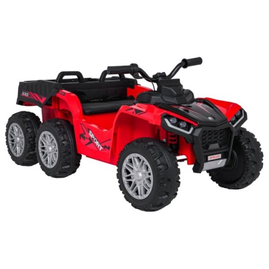 JOKO Elektrická Štvorkolka TX ATV 4x4, 6 kolesové, penové kolesá, kožené sedadlo, Lopatka, nosnosť 40kg, červená