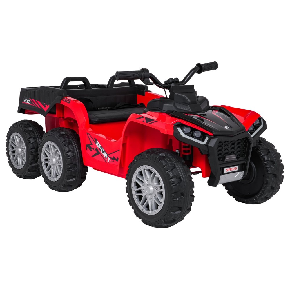 JOKO Elektrická Štvorkolka TX ATV 4x4, 6 kolesové, penové kolesá, kožené sedadlo, Lopatka, nosnosť 40kg, červená