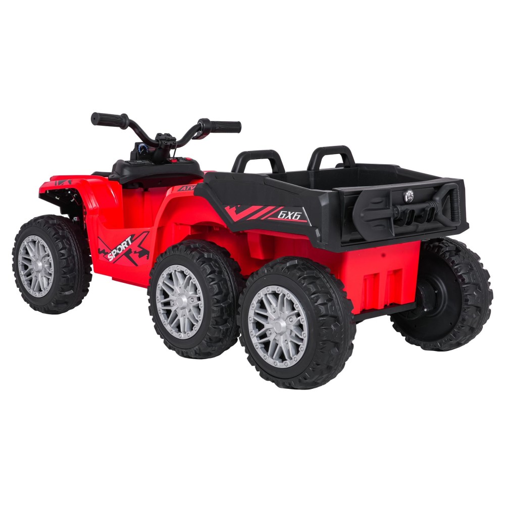 JOKO Elektrická Štvorkolka TX ATV 4x4, 6 kolesové, penové kolesá, kožené sedadlo, Lopatka, nosnosť 40kg, červená