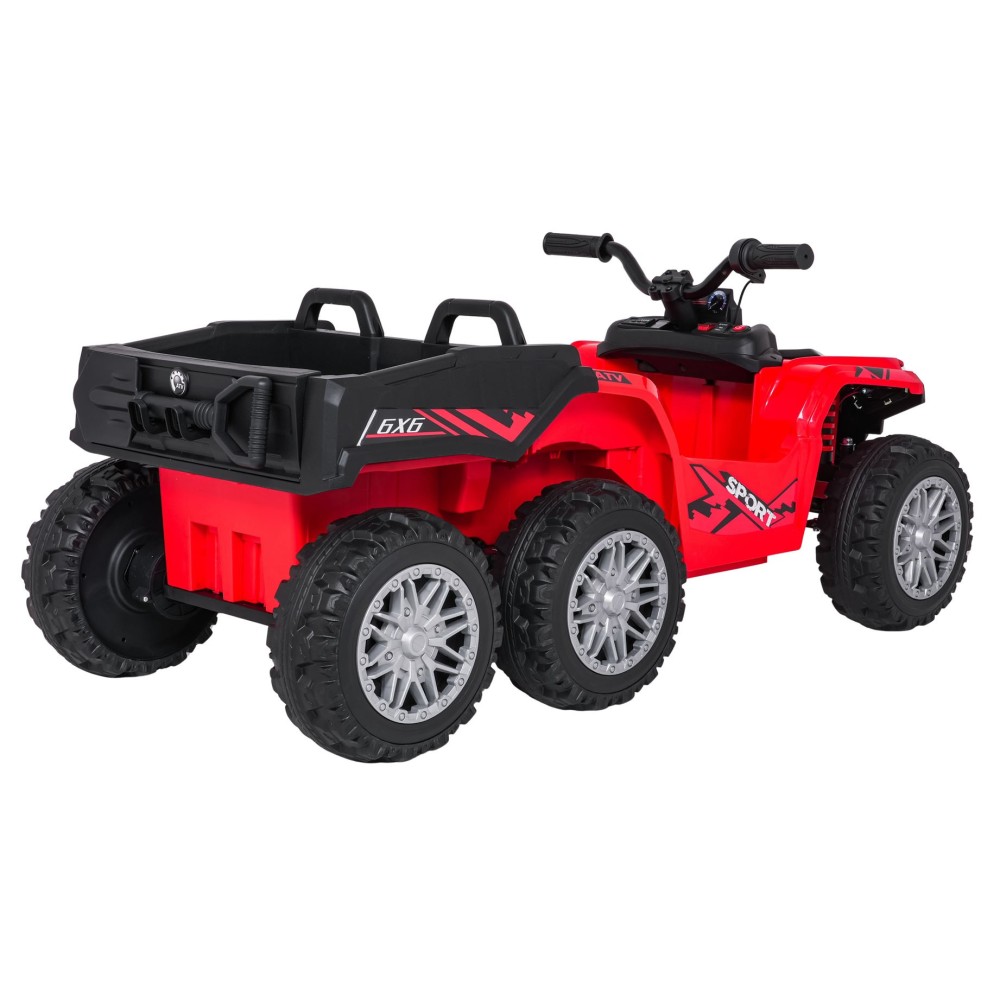 JOKO Elektrická Štvorkolka TX ATV 4x4, 6 kolesové, penové kolesá, kožené sedadlo, Lopatka, nosnosť 40kg, červená