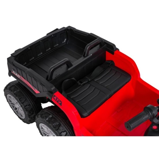 JOKO Elektrická Štvorkolka TX ATV 4x4, 6 kolesové, penové kolesá, kožené sedadlo, Lopatka, nosnosť 40kg, červená