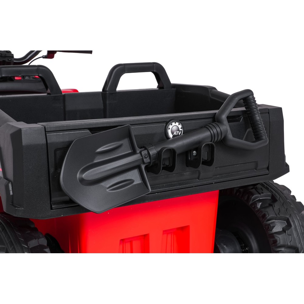 JOKO Elektrická Štvorkolka TX ATV 4x4, 6 kolesové, penové kolesá, kožené sedadlo, Lopatka, nosnosť 40kg, červená