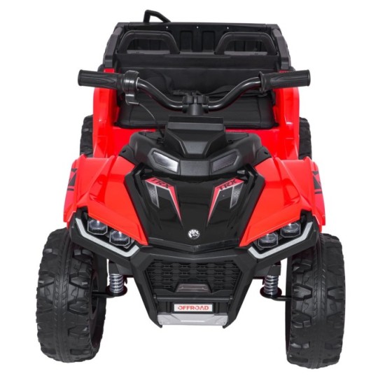 JOKO Elektrická Štvorkolka TX ATV 4x4, 6 kolesové, penové kolesá, kožené sedadlo, Lopatka, nosnosť 40kg, červená