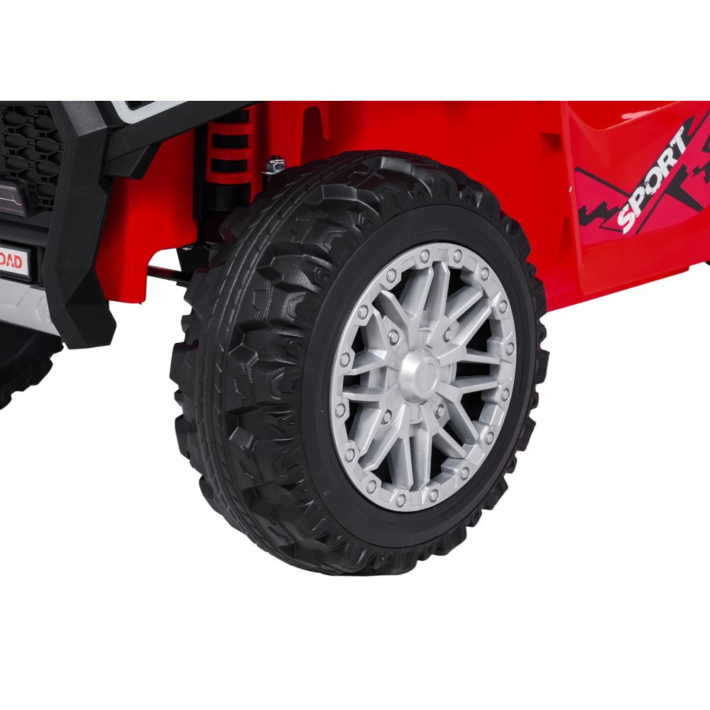 JOKO Elektrická Štvorkolka TX ATV 4x4, 6 kolesové, penové kolesá, kožené sedadlo, Lopatka, nosnosť 40kg, červená