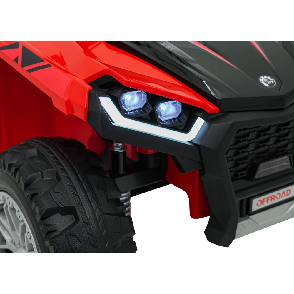 JOKO Elektrická Štvorkolka TX ATV 4x4, 6 kolesové, penové kolesá, kožené sedadlo, Lopatka, nosnosť 40kg, červená