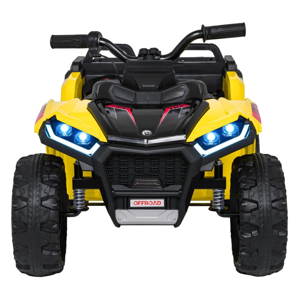 JOKO Elektrická Štvorkolka TX ATV 4x4, 6 kolesové, penové kolesá, kožené sedadlo, Lopatka, nosnosť 40kg, žlté