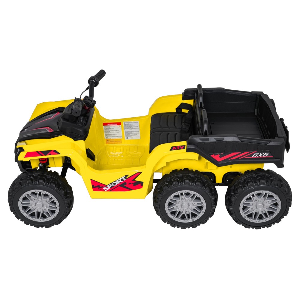 JOKO Elektrická Štvorkolka TX ATV 4x4, 6 kolesové, penové kolesá, kožené sedadlo, Lopatka, nosnosť 40kg, žlté