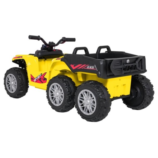 JOKO Elektrická Štvorkolka TX ATV 4x4, 6 kolesové, penové kolesá, kožené sedadlo, Lopatka, nosnosť 40kg, žlté