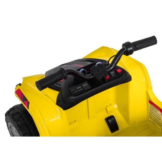 JOKO Elektrická Štvorkolka TX ATV 4x4, 6 kolesové, penové kolesá, kožené sedadlo, Lopatka, nosnosť 40kg, žlté