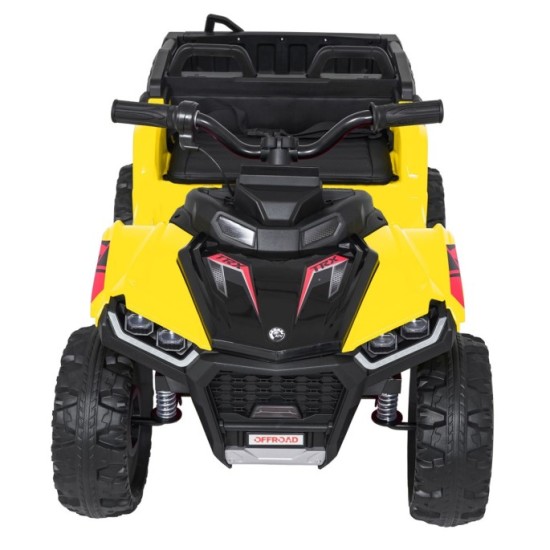 JOKO Elektrická Štvorkolka TX ATV 4x4, 6 kolesové, penové kolesá, kožené sedadlo, Lopatka, nosnosť 40kg, žlté