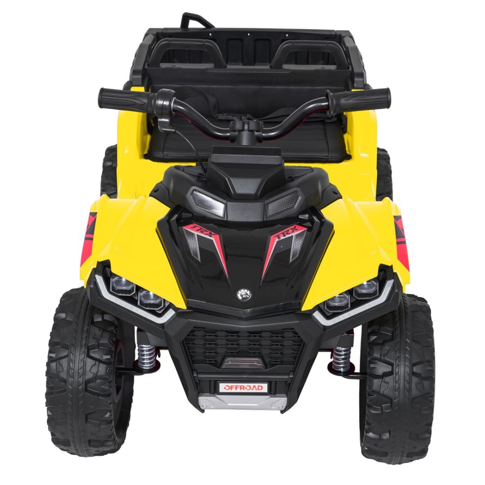 JOKO Elektrická Štvorkolka TX ATV 4x4, 6 kolesové, penové kolesá, kožené sedadlo, Lopatka, nosnosť 40kg, žlté