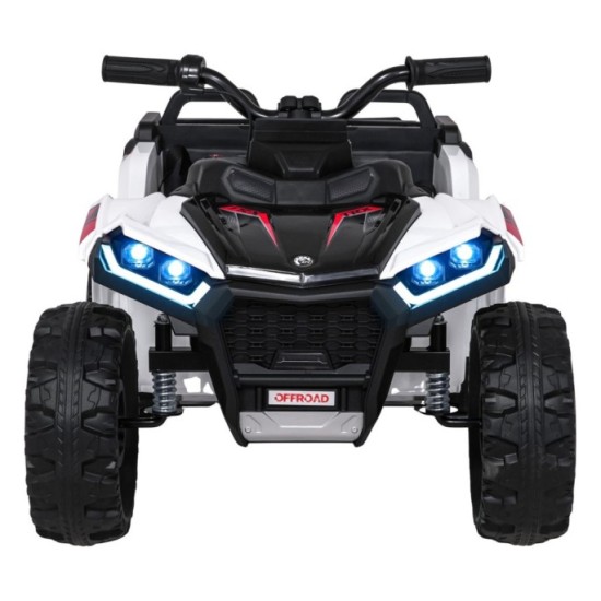 JOKO Elektrická Štvorkolka TX ATV 4x4, 6 kolesové, penové kolesá, kožené sedadlo, Lopatka, nosnosť 40kg, biela