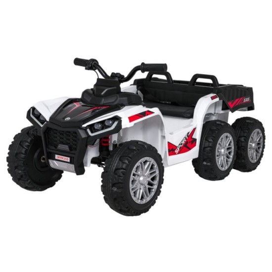 JOKO Elektrická Štvorkolka TX ATV 4x4, 6 kolesové, penové kolesá, kožené sedadlo, Lopatka, nosnosť 40kg, biela