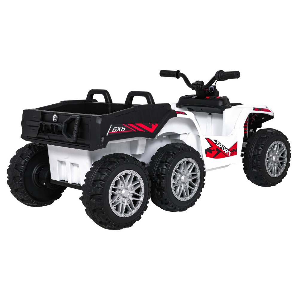 JOKO Elektrická Štvorkolka TX ATV 4x4, 6 kolesové, penové kolesá, kožené sedadlo, Lopatka, nosnosť 40kg, biela