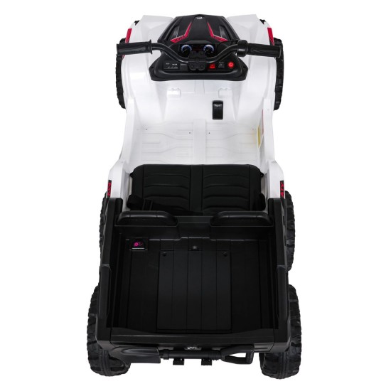 JOKO Elektrická Štvorkolka TX ATV 4x4, 6 kolesové, penové kolesá, kožené sedadlo, Lopatka, nosnosť 40kg, biela