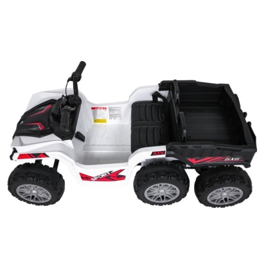 JOKO Elektrická Štvorkolka TX ATV 4x4, 6 kolesové, penové kolesá, kožené sedadlo, Lopatka, nosnosť 40kg, biela