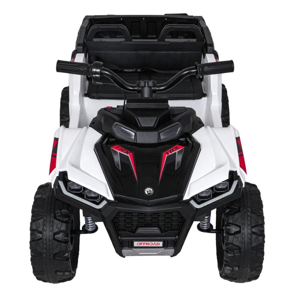 JOKO Elektrická Štvorkolka TX ATV 4x4, 6 kolesové, penové kolesá, kožené sedadlo, Lopatka, nosnosť 40kg, biela