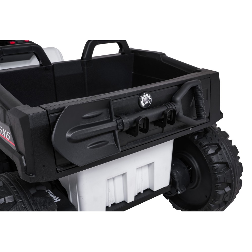 JOKO Elektrická Štvorkolka TX ATV 4x4, 6 kolesové, penové kolesá, kožené sedadlo, Lopatka, nosnosť 40kg, biela