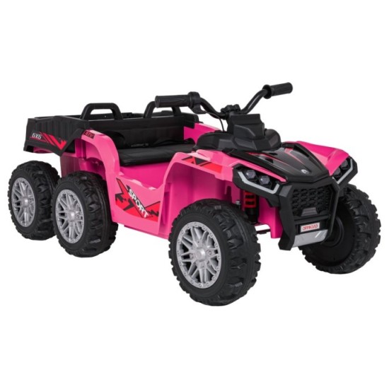 JOKO Elektrická Štvorkolka TX ATV 4x4, 6 kolesové, penové kolesá, kožené sedadlo, Lopatka, nosnosť 40kg, ružové