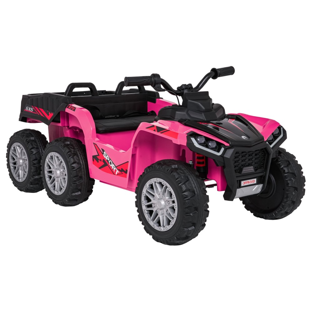 JOKO Elektrická Štvorkolka TX ATV 4x4, 6 kolesové, penové kolesá, kožené sedadlo, Lopatka, nosnosť 40kg, ružové