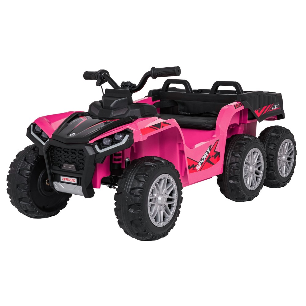JOKO Elektrická Štvorkolka TX ATV 4x4, 6 kolesové, penové kolesá, kožené sedadlo, Lopatka, nosnosť 40kg, ružové