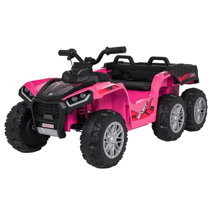 JOKO Elektrická Štvorkolka TX ATV 4x4, 6 kolesové, penové kolesá, kožené sedadlo, Lopatka, nosnosť 40kg, ružové
