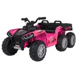 JOKO Elektrická Štvorkolka TX ATV 4x4, 6 kolesové, penové kolesá, kožené sedadlo, Lopatka, nosnosť 40kg, ružové