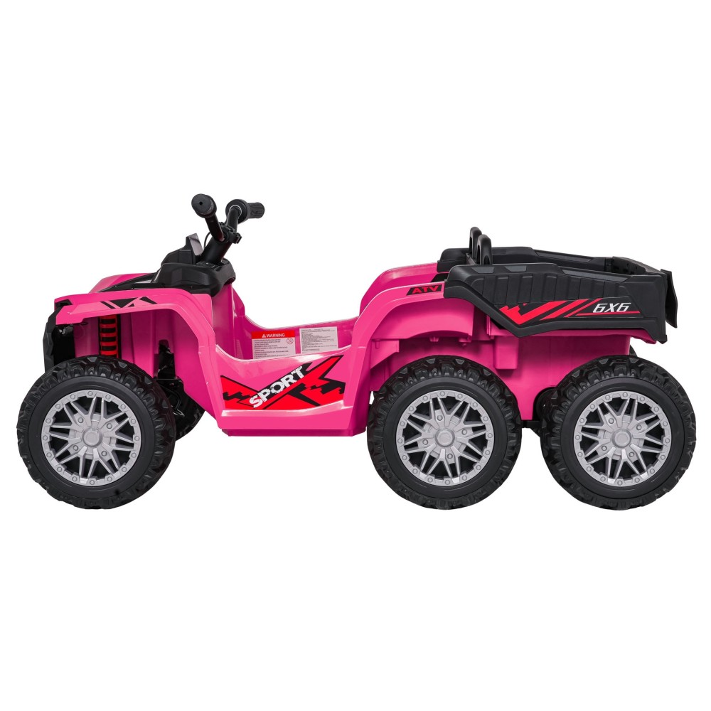 JOKO Elektrická Štvorkolka TX ATV 4x4, 6 kolesové, penové kolesá, kožené sedadlo, Lopatka, nosnosť 40kg, ružové