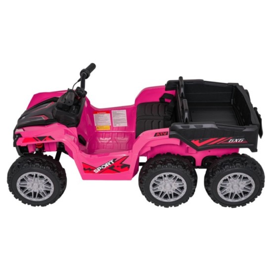 JOKO Elektrická Štvorkolka TX ATV 4x4, 6 kolesové, penové kolesá, kožené sedadlo, Lopatka, nosnosť 40kg, ružové