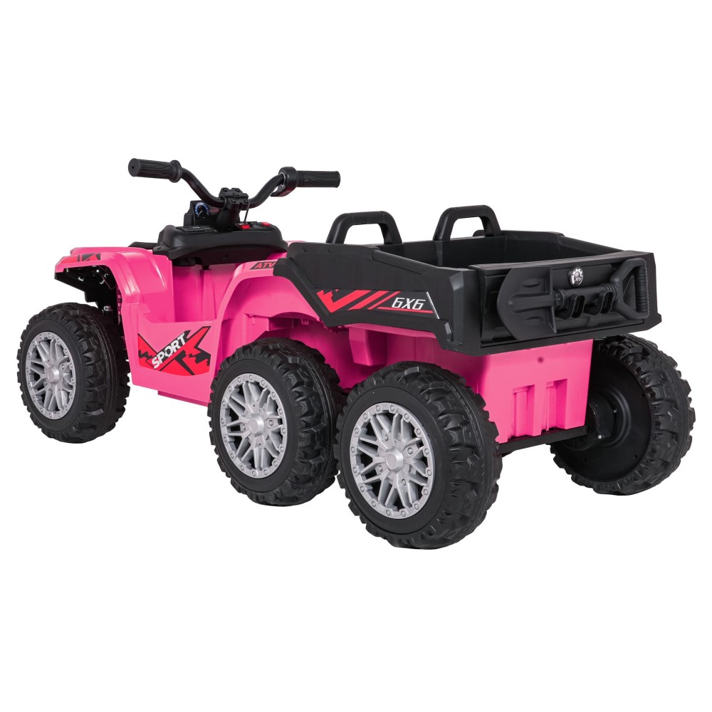 JOKO Elektrická Štvorkolka TX ATV 4x4, 6 kolesové, penové kolesá, kožené sedadlo, Lopatka, nosnosť 40kg, ružové