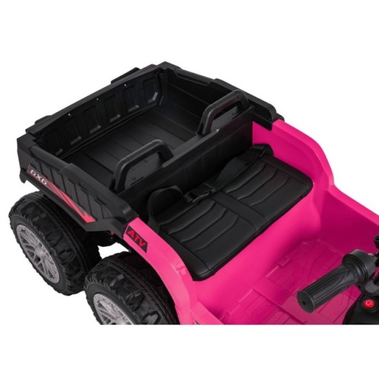 JOKO Elektrická Štvorkolka TX ATV 4x4, 6 kolesové, penové kolesá, kožené sedadlo, Lopatka, nosnosť 40kg, ružové