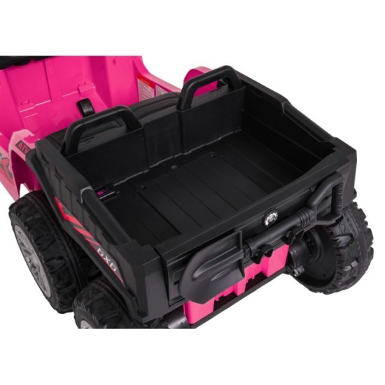 JOKO Elektrická Štvorkolka TX ATV 4x4, 6 kolesové, penové kolesá, kožené sedadlo, Lopatka, nosnosť 40kg, ružové